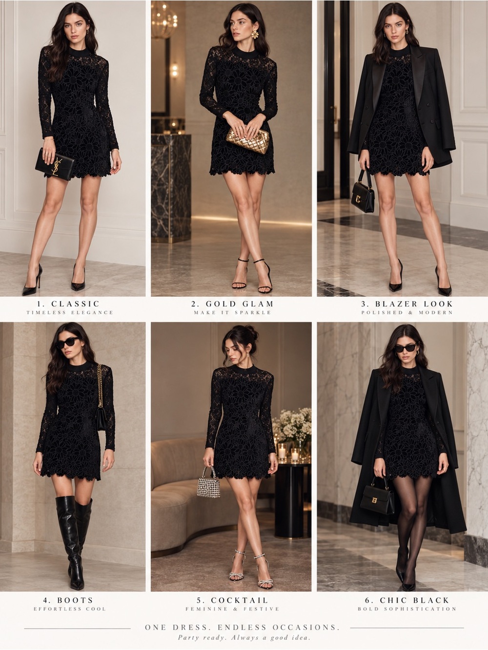 Sandro Black Floral Lace Long-Sleeve Mini Dress